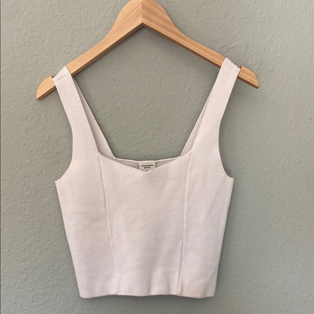 Abercrombie & Fitch Cream Sleeveless Crop Tank Top